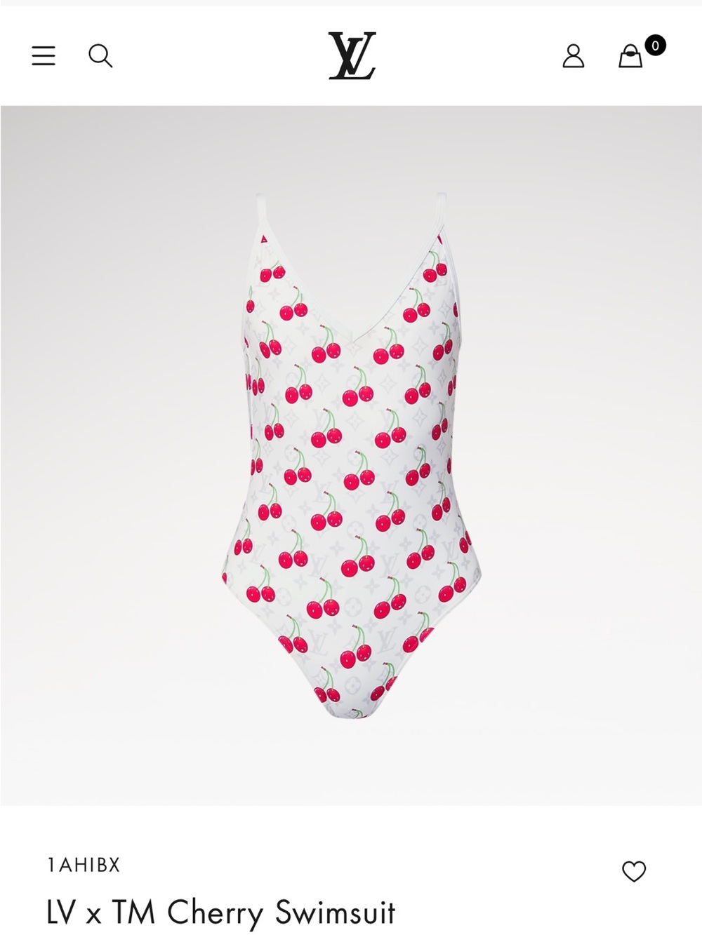 Louis Vuitton x TM White Swimsuit with Red Cherry Motif